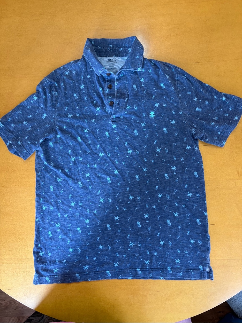 Izod Men's Blue Polo Shirt with Tropical Print